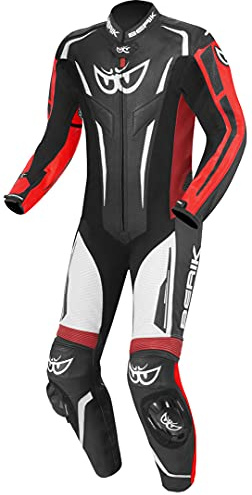 Berik RSF-Teck Tuta in pelle della moto traforata in un pezzo, nero/bianco/rosso, 56