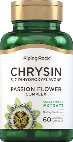Piping Rock Chrysin 500mg Supplement | 60 Capsules | Passion Flower Complex | 5, 7-Dihydroxyflavone | Concentrated Extract | Non-GMO, Gluten Free