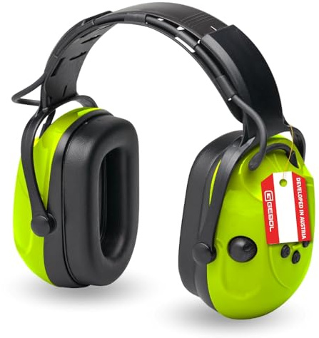 Gebol Kapselgehörschutz Profi Bluetooth | bequemes Telefonieren und Musik hören | Mikrofon mit Geräuschreduzierung | für Damen und Herren | Größe universal | neongrün, schwarz | 1 Stück