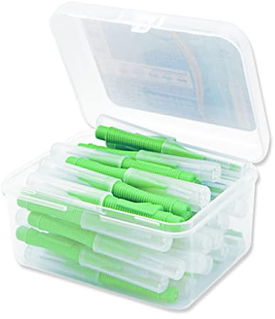 YUSSEQDD 40 pièces brosse interdentaire brosses à dents en plastique outils de soins bucco-dentaires en plein air, Vert, 0.8 mm