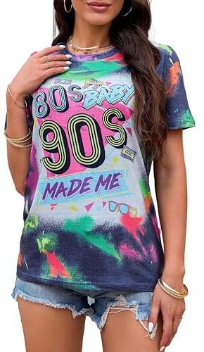 T-Shirt Femme Style Batik Années 90 - Rétro Années 80, Bleu1, S