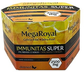 Jalea Real 2500 mg para Defensas con Vitamina C, D3 y Zinc - Energía y Sistema Inmunitario - Con Probiótico Lactobacillus acidophilus y Vitaminas B - 20 Ampollas Bebibles 1 al Día - DietMed