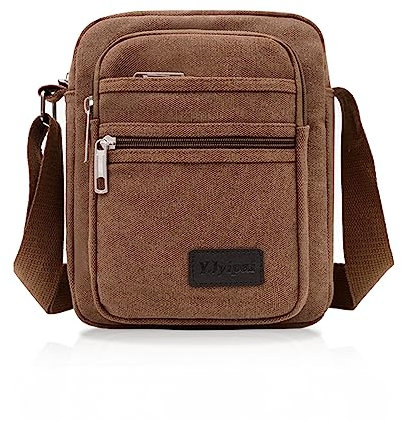 FuninCrea Bolso de Hombro Casual, Bolso Bandolera Pequeño Bolso Bandolera Hombre Bolsillo Múltiple de Lienzo, Bolso de Hombro Pequeño para Hombre con Bandolera para Deporte Viajes Senderismo