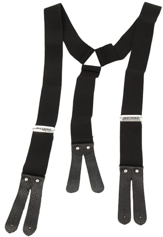 INSTRIKE Bretelle premium con passanti in pelle, triangolari, per hockey su ghiaccio, per anziani, nero-nero, Normal FIT