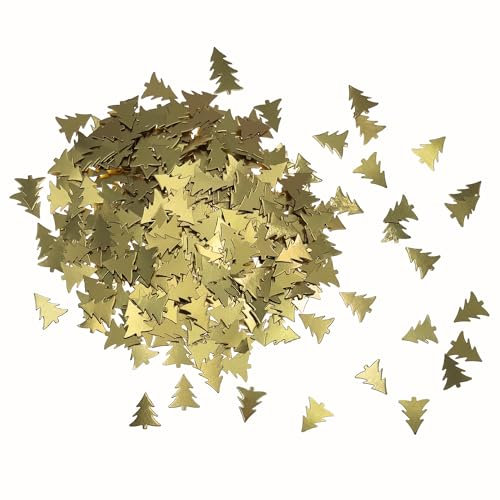 Oblique Unique® Tannenbaum Konfetti Glitzernd Weihnachtsbaum Christbaum Baum Streu Deko Tischdekoration für Weihnachten Motto Party (Gold - glänzend)