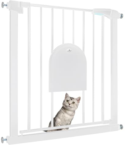 Froadp Rejilla de protección para puerta para bebés, 75-85 cm, rejilla para niños sin agujeros, rejilla de puerta con puerta para perros y gatos, orientable por ambos lados, barrera automática para