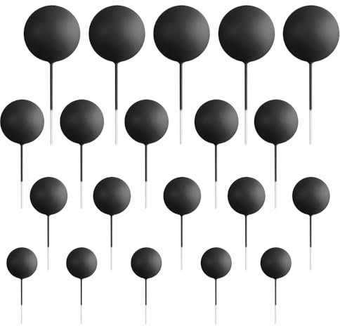 20pcs Versatile Pearl Ball Cake Picks,4 Assorted Sizes ，black cake， Stylish Black Decorative Minis for Effortless DIY Cakes & Pastries ， Perfect for Weddings, Birthdays, Showers, Anniversaries & Cele