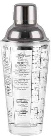 Shaker da cocktail, 400 ml, in acciaio inox, in vetro, per cocktail e cocktail, per Martini, shaker + mixer con colino per cocktail, accessori da bar