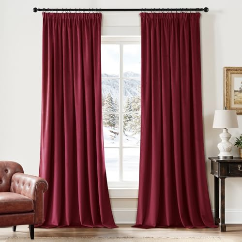 EMEMA Cortina Terciopelo Burdeos Ocultante Térmico Cordón 2x140x245 Cortinas