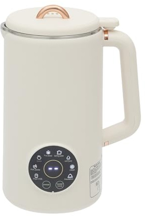 Mixeur à lait de soja 1000 ml (600 W) avec lames en acier inoxydable 304, 10, fonction chauffage, auto-nettoyage – pour lait de soja, jus, bouillie et thé, blanc crème, silencieux (65 dB)