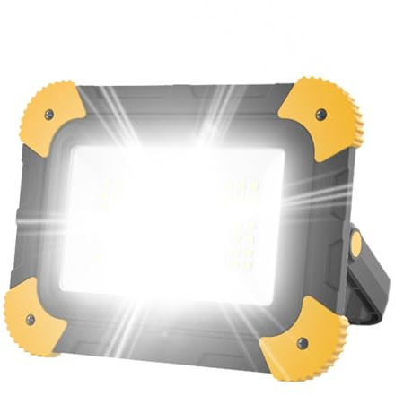 Projecteur Rechargeable Lampe LED Tente Pliable pour Garage, Atelier, Construction, Travail de Nuit, Sauvetage avec Angle Réglable, Lumière Portable pour la Maison, Randonnée, Pêche, ABS, Utilisation