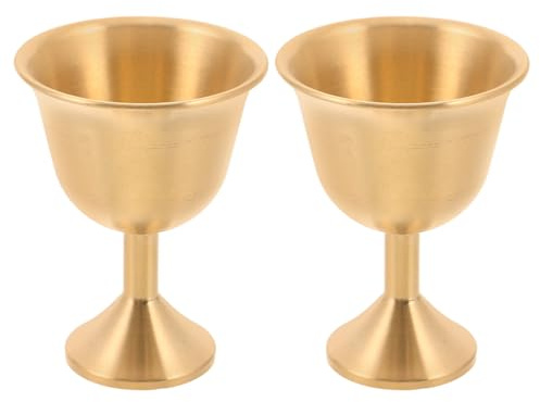 NUOBESTY Lot de 2 gobelets en laiton – Calice doré de style médiéval pour, communion, cérémonie d'eau bénite, banquet – Gobelet rétro pour mariage, fête, toast