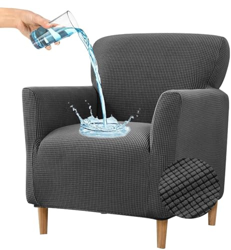 bechoanigel Stretch-Sesselbezug mit Armlehnen, Elastischer Gestrickter Stretch-Stuhlbezug für Sessel und Polsterstühle, Sofabezug für 1 Sitzer Sofa – Universell für Wohnzimmer, Büro (Dunkelgrau)