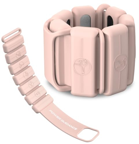 POWER GUIDANCE Poids Poignet,Kit de Poids Cheville sans Velcro avec Blocs Coulissants Réglables (0,28-1kg Paire), Bracelets Lestés en Silicone Imperméable pour Pilates, Marche, Course & Fitness