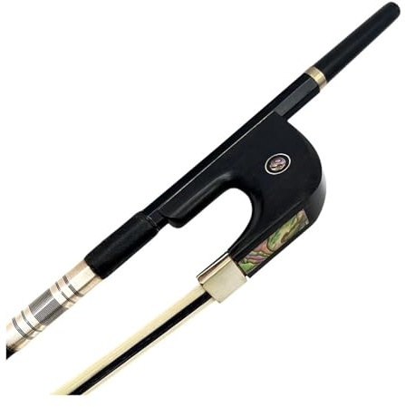 Arco de contrabajo 1 Uds estilo alemán 3/4 vertical negro buena fibra de carbono palo, cola de caballo de crin blanca y negra