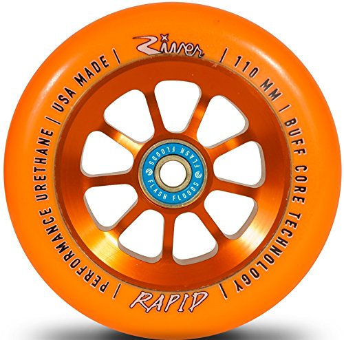 River Glide 110mm Stunt-Scooter Rolle inklusive Flash Kugellager + Fantic26 Sticker (Rapid Orange)