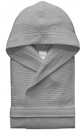 Morbidissimi Accappatoio Nido D’Ape Per Uomo e Donna Con Cappuccio, Cinturino e 2 Tasche, Accappatoi Leggeri Puro Cotone, Pratico e Compatto, S276 (Accappatoio Grigio, XXL)