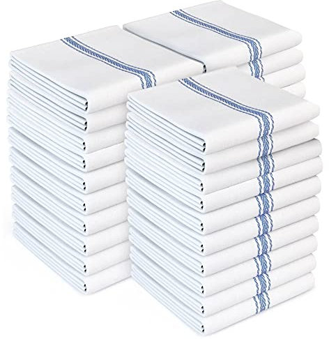 Zeppoli Classic Küchentücher - 30 Pack - 14 x 25 - 100% natürliche Baumwolle Küche Geschirrtücher - wiederverwendbare Reinigungstücher - blaue Geschirrtücher - super saugfähig - Handtücher