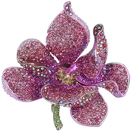 EVER FAITH Broche para Mujer Cristal Austríaco Flor Orquídea Pétalo Rosado Tono Dorado