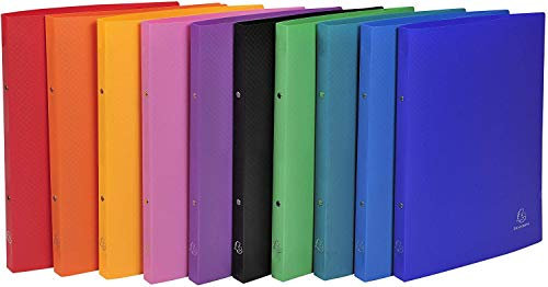 Exacompta 541999E Ringbuch (PP, DIN A4, blickdicht, 2 Ringe, Rücken 20mm) 10 Stück gemischte farben Extra Stabil