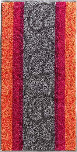 Erwin Müller Walk-Frottier Handtuch Paisleymuster orange Größe 50x100 cm - schnell trocknend und extra saugstark, praktisch durch beidseitige Schlaufen, 100% Baumwolle
