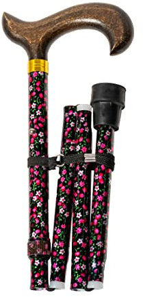 Supporto in alluminio pieghevole, finitura fiori e polsino in legno. Regolabile altezza 84-92 cm (602F)