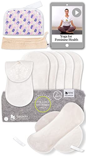 Öko Slipeinlagen waschbar mit rutschfestem Druck aus Bio Viskose (Größe M, 7er-Pack); dünne Slipeinlagen Damen, Mädchen; waschbar bei hoher T°; 100% Atmungsaktiv (kein PUL/TPU) für täglichen Ausfluss