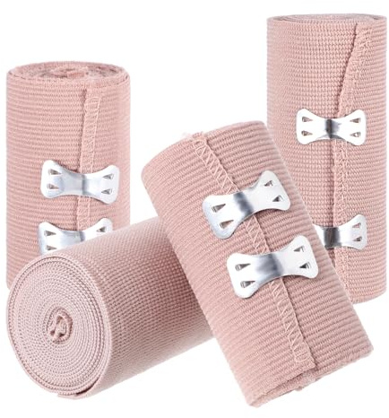 4 pezzi fascia elastica a rullo di compressione con clip in metallo aggiuntive, avvolgicavo per caviglia, braccio di sostegno, gamba, colore casuale