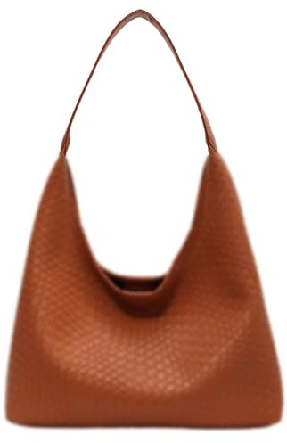 GSenhui Geflochtene Tasche Shopper PU Beuteltasche Tote Schultertasche Gewebte Handtasche Einkaufstasche Tote Bag Tragetasche für Schule Täglich Arbeiten