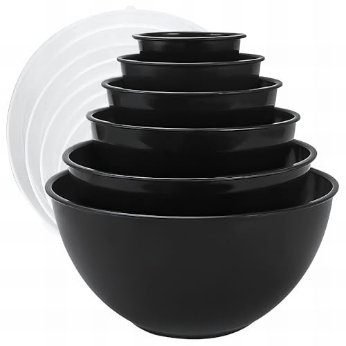 Bugucat Rührschüssel mit Deckel 6 Set,Plastiknist Salatschüssel mit Deckel Schüssel Set,Salatschüssel groß Mixing Bowl Set für Salate Mehl Obst