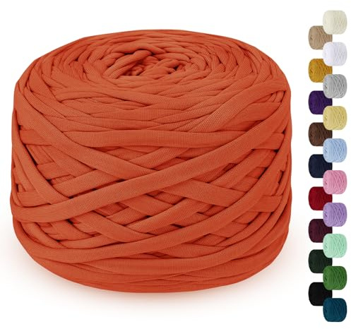 LEREATI Fettuccia per Borse a Uncinetto 285g/100m Cordino per Borse Uncinetto, Filato Cordoncino per Cestini, Tappeti, Fai da Te, Decorazioni, Artigianato (Arancione)