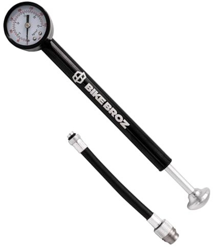 Fahrrad Dämpferpumpe mit Manometer bis 300 psi 20 Bar | Hochdruck Pumpe für Federgabel & Luftdämpfer | Geeignet für Rennrad, E-Bike, MTB und Co | Sammy Suspense by BIKE BROZ
