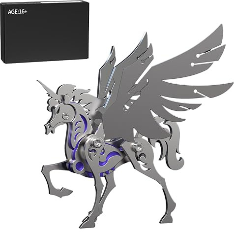 Modelo de metal 3D, rompecabezas de metal 3D de unicornio, kit de maqueta para adultos, 23 piezas, rompecabezas 3D, corte láser, juego de construcción de metal, juguete de construcción 3D,