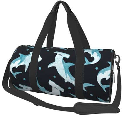 Borsa da viaggio, Borsa da palestra Borsa da viaggio Borsa da notte Borsa sportiva da weekend per nuoto yoga,Squalo martello dell'acquerello