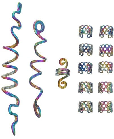 Healeved Haarschmuck Für Zöpfe 13 Stück Dreadlock Ringe Und Spiral Clips Aus Metall Verstellbare Geflochtene Haarschmuckringe Für Frauen Und Mädchen Zopfhaarspirale Für Flechtzubehör