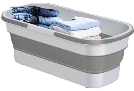Multifunktionell rengöringshink, rektangulär mopphink, bärbart tvättställ, kapacitet 12 l med hjul 2 handtag 3,17 gallon för husbilsrengöring