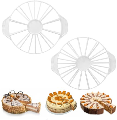 Divisor de tartas 10/12/14/16 piezas de pastel, 2 piezas redondas, divisor de tartas reutilizable, cortador de tartas de plástico para cortar, piezas de cocina y tartas, color blanco