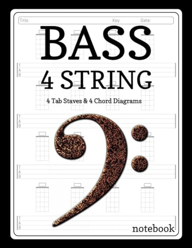 4 String Bass Notebook: Bass Guitar Tablature Book for Musicians, Composers & Beginners in the Art.
