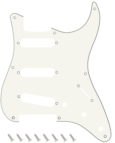 Banworks 8-Hole 50s 57 Strat SSS Guitar Pickguard Vintage Style Guitar Scratch Plate for American Fender Stratocaster Strat ST JT/HB-16 3 Ply Vintage White