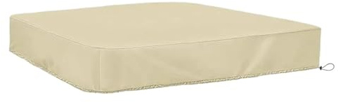 Sandbox cover Square Dustproof Patio Sand Pit Covers Furniture Polyester Taffeta Waterproof Outdoor Protector 190T(Beige,200x200x20cm)
