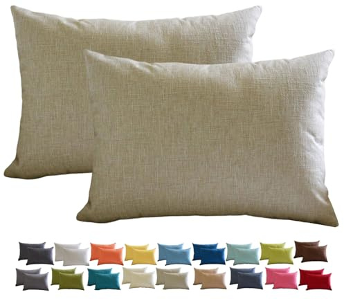 Fundas de Cojín de Lino de 30x50 60x60 60x80cm, Funda Cojines Cuadrado/Rectangular Decorativa para Sofá Funda de Almohadón, Suave para Sala de Estar Sofás Camas Sillas(Light Linen,65x80 2pcs)