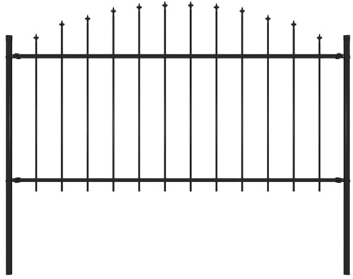 Panier de clôture de jardin - Frise pour cour, clôture de jardin avec pointe de lance en acier - 181 x 150 cm - Noir - Pour jardin, terrasse, balcon