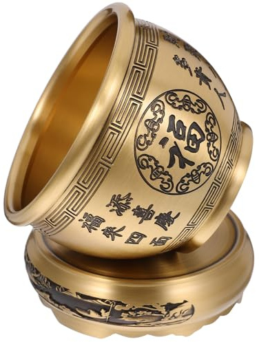 Ipetboom Cuenco de Riqueza de Latón con Base de 9,5 Cm, Cuenco de Prosperidad y Fortuna Feng Shui para Decoración del Hogar y Oficina, Almacenamiento Funcional para Llaves y Monedas,