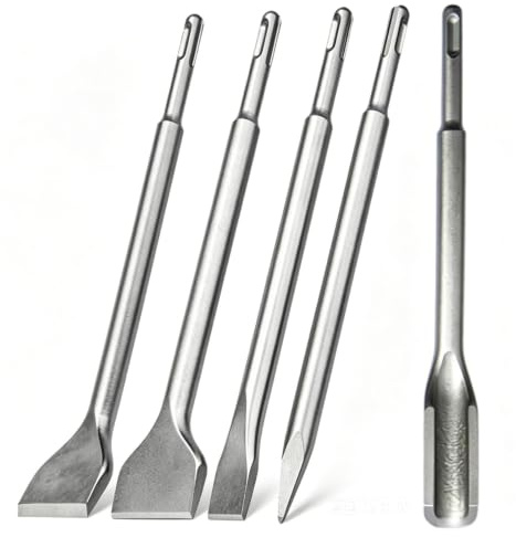 Juego de Cinceles SDS-plus de 5 Piezas, 250 mm, Resistente y Endurecido al