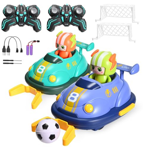 Fushabana Coche Teledirigido,Paquete de 2,Coches Teledirigidos para Niños,Coches de Fútbol Teledirigido,Coche RC con Música y Luz,2,4 GHz Coche de Choque Teledirigido,Regalo Niños 3-8 años