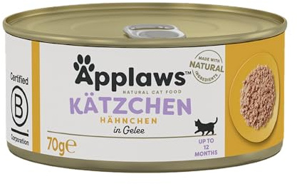 Applaws Natural Wet Kitten Food, Chicken Breast Cat Food Tin in Jelly 70g (Pack of 24 Tins)