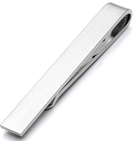 PiercingJ 1x Herren Dünn Skinny Krawattennadel Krawattenklammer Set Business Hochzeit Tie Clip Set für Schmale Krawatte aus Edelstahl, silber/gold/schwarz (silber, 42 * 5mm)