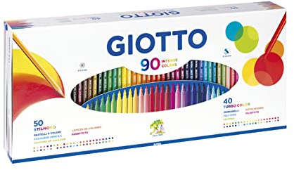GIOTTO Stilnovo & Turbo Color - Box Da 50 Matite A Pastello E Pennarelli A Punta Fine + 40 Pennarelli, 2.8-3.3 mm, Colori Assortiti