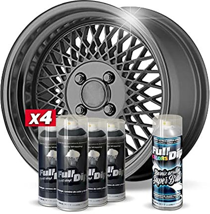 Pack Llantas Vinilo LIQUIDO Full Dip 4 Sprays Antracita Metalizado Brillo