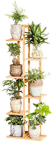 COPREE Bambuspflanzenständer mit 6 Etagen und 7 Blumentopf-Halterungen, Regal für Innen- und Außenbereich, für Terrasse, Garten, Ecke, Balkon, Wohnzimmer
